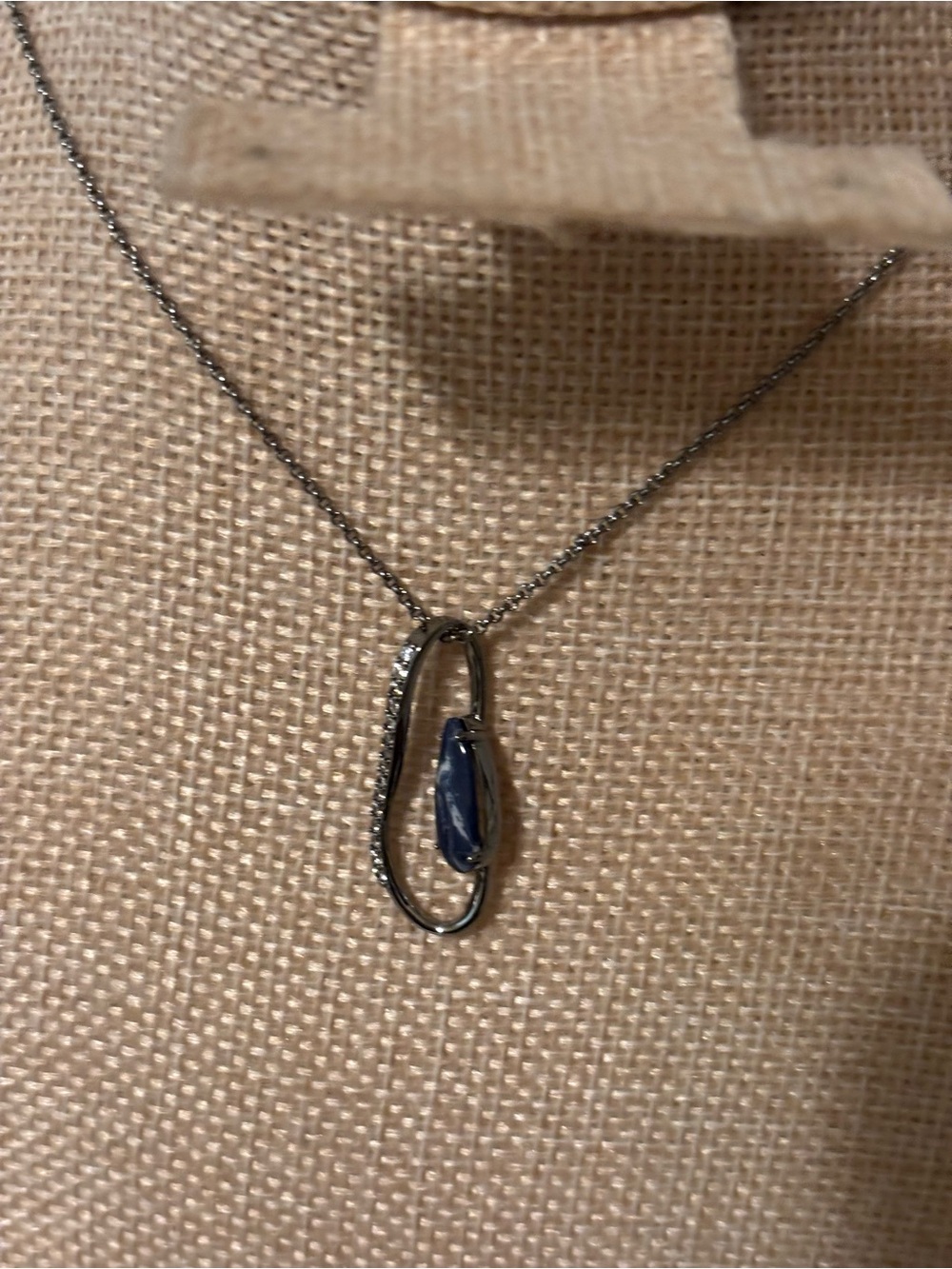 Hematite Necklace with Blue lab Lapis Stone Pendant
